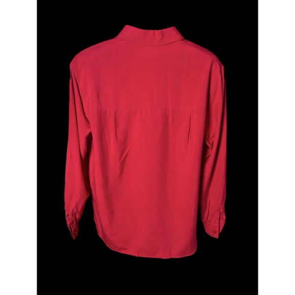Liz Claiborne Collection Silk Blouse Fuchsia Camp Shirt Career Top Women's M - Picture 4 of 11